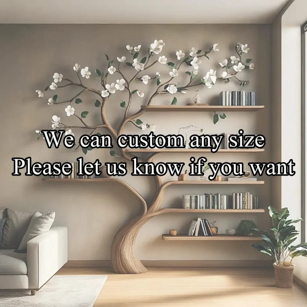 Custom Tree Bookshelf, Wall Mounted, Solid Wood, Handmade - Image 2