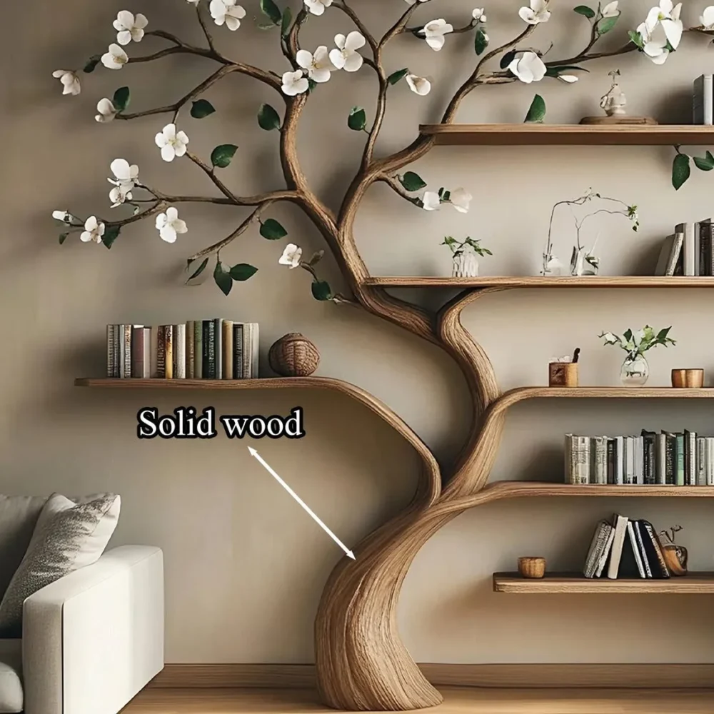 Custom Tree Bookshelf, Wall Mounted, Solid Wood, Handmade - Image 6