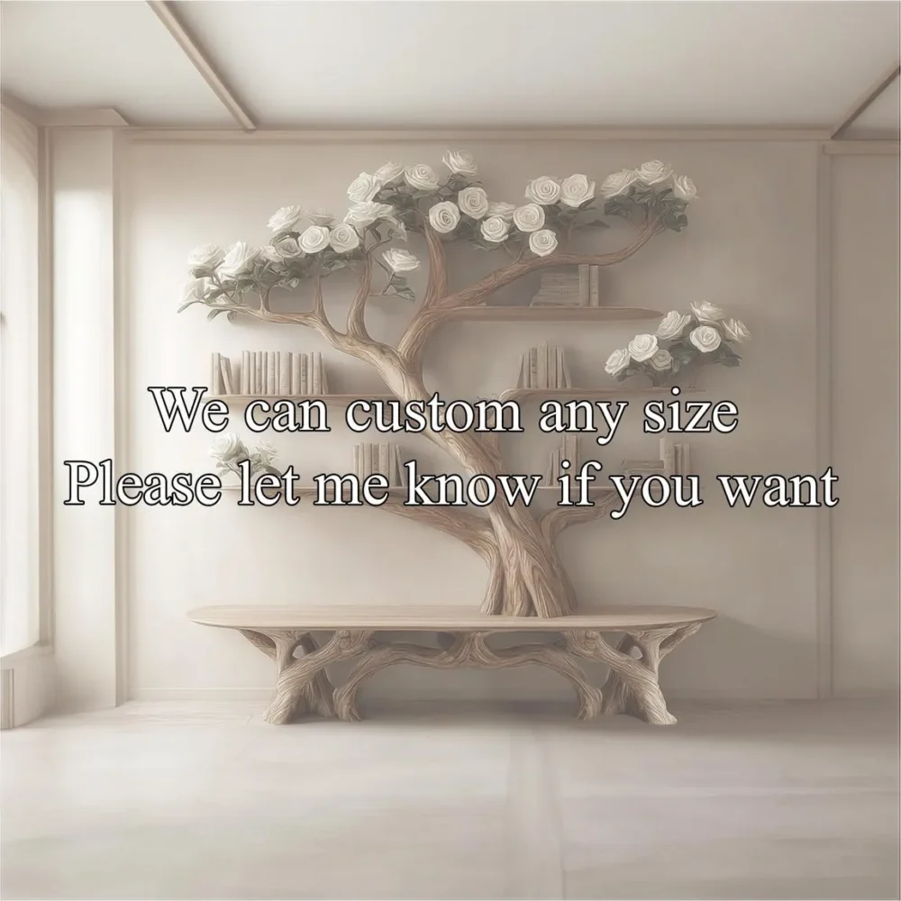 Bench Tree Bookshelf, Wall Mounted, Solid Wood, With Seat - Image 3