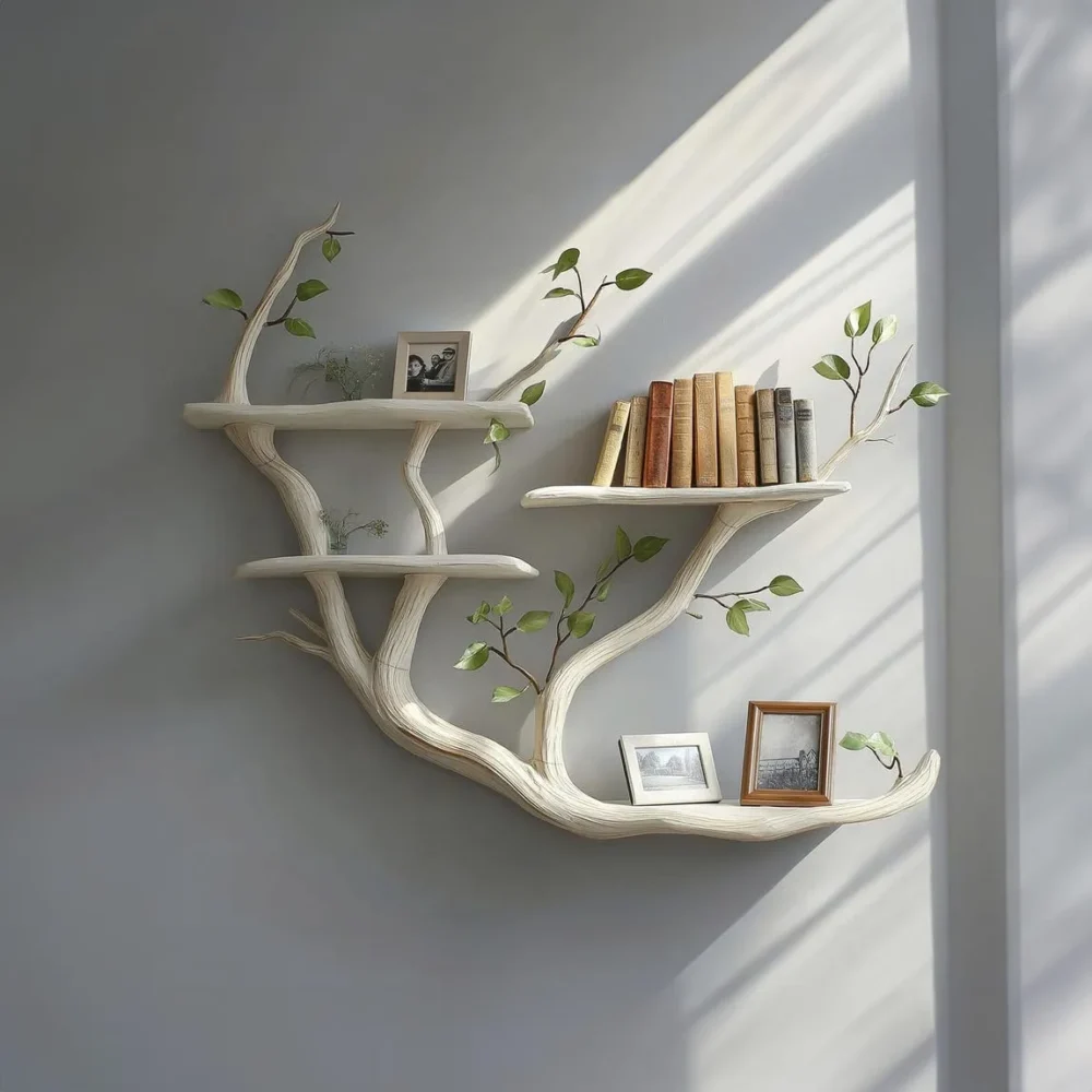 Floating Bookshelf, Rustic Solid Wood, Handmade Wall Shelf