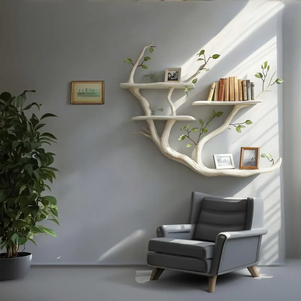 Floating Bookshelf, Rustic Solid Wood, Handmade Wall Shelf - Image 8