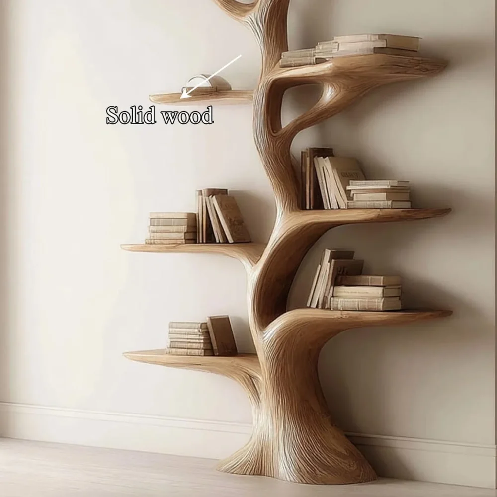 Custom Tree Bookshelf, Rustic, Wall Mounted, Solid Wood - Image 5