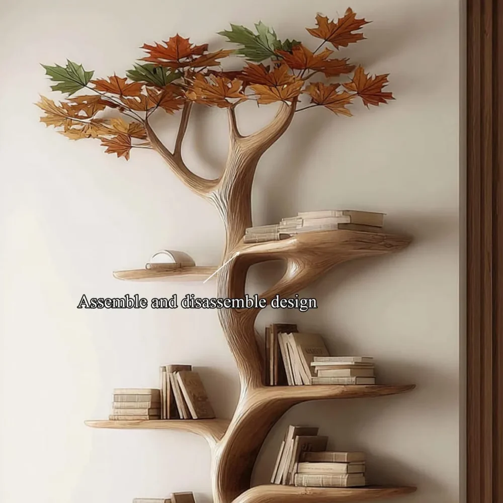 Custom Tree Bookshelf, Rustic, Wall Mounted, Solid Wood - Image 6