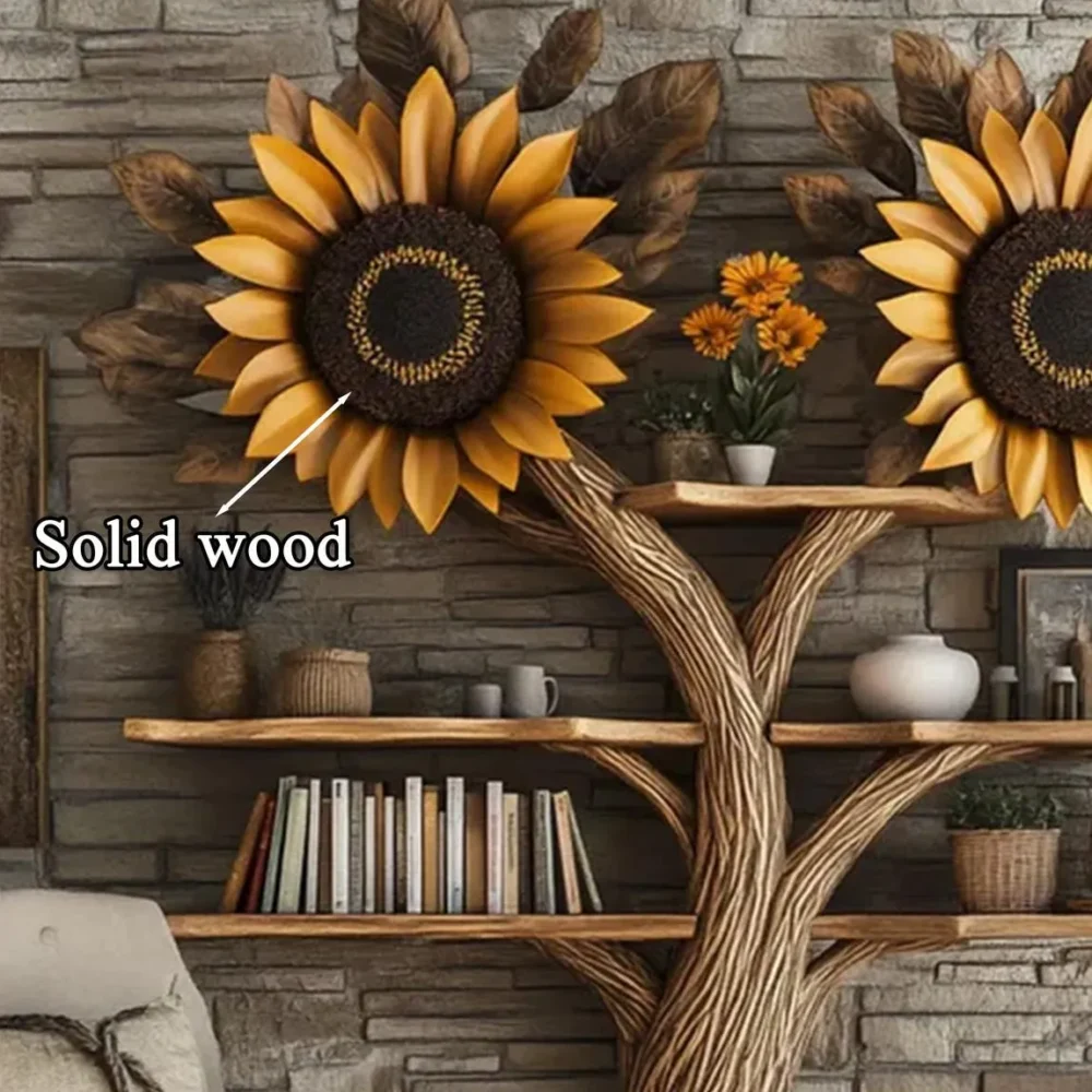 Narrow Floating Bookshelf, Tree Style Corner, Solid Wood, Handmade - Image 4