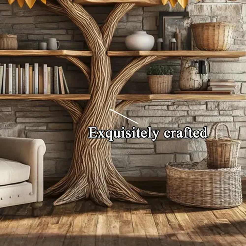 Narrow Floating Bookshelf, Tree Style Corner, Solid Wood, Handmade - Image 5