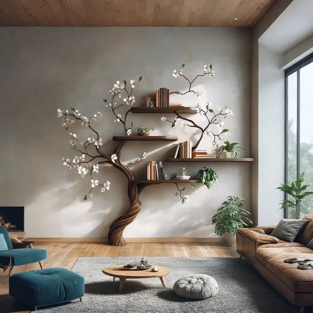 Tree Branch Bookcase, Wall Mounted, Montessori Kids, Live Edge Wood - Image 6
