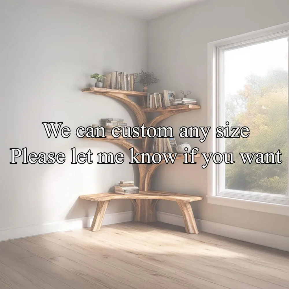 Tree Branch Corner Shelf With Bench, Floating Driftwood, Handmade - Image 3