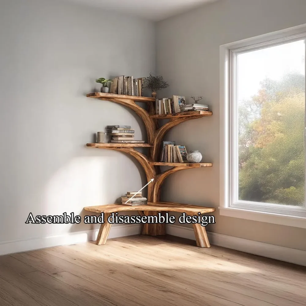 Tree Branch Corner Shelf With Bench, Floating Driftwood, Handmade - Image 5